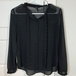 Forever 21 black and white polka dot blouse